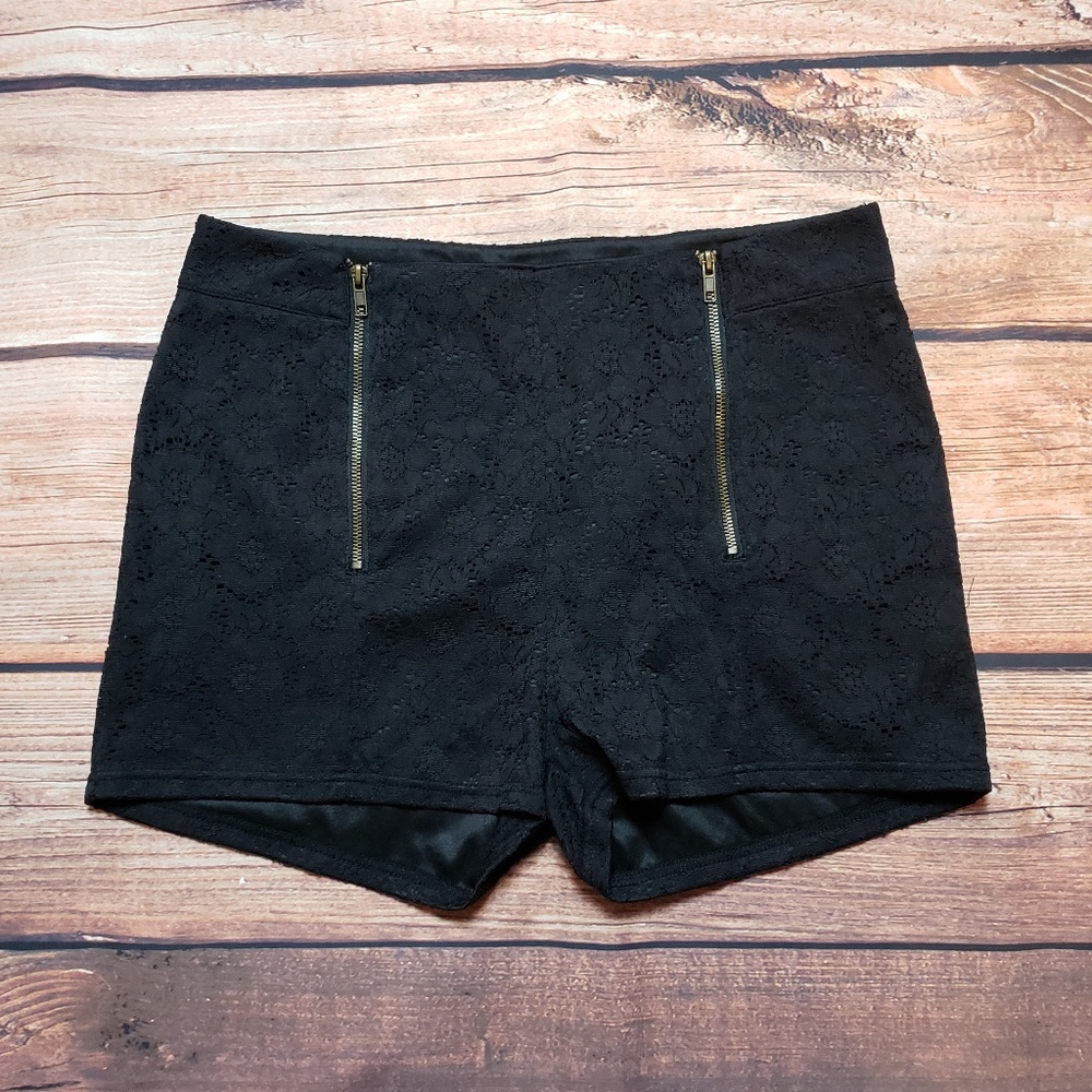 Hot Gal lace overlay shorts w/ zippers